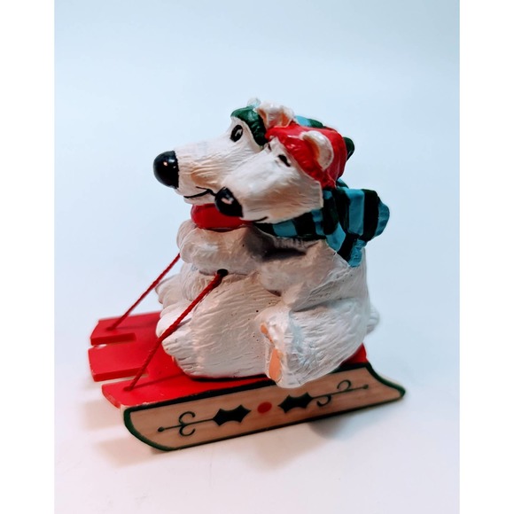 Vintage Hallmark Christmas Merry Miniatures Polar Bears on Sled Figure 1985 - Picture 1 of 6